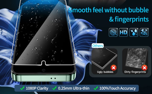 firtstnow 3 Pack Glass Screen Protector for Samsung Galaxy S25 Ultra [6.9 inch] + 3 Pack Camera Lens Protector, 9H Tempered Glass, Fingerprint Unlock, HD Clear Case Friendly Anti-Scratch - product photo 5 of 5