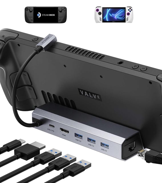 Anker Steam Deck Dock, Docking Station for Steam Deck (OLED)/ROG Ally/Legion Go, 6-in-1 USB C Hub with HDMI 4K@60Hz, 1Gbps Ethernet, 2 USB-A and 1 USB-C Port, 90W Fast Charging (Not for Rog Ally X) - product photo 4 of 5