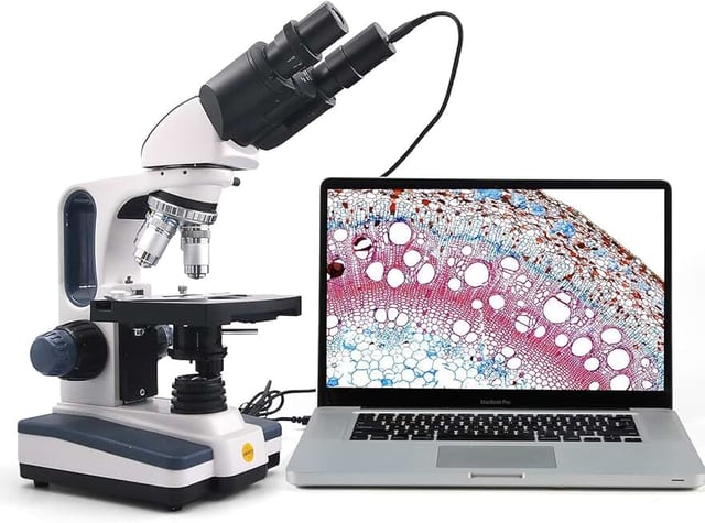 SWIFT Trinocular Compound Microscope SW350T,40X-2500X Magnification,Siedentopf Head,Research-Grade,Two-Layer Mechanical Stage,1.3mp Camera and Software Windows and Mac Compatible - product photo 2 of 5