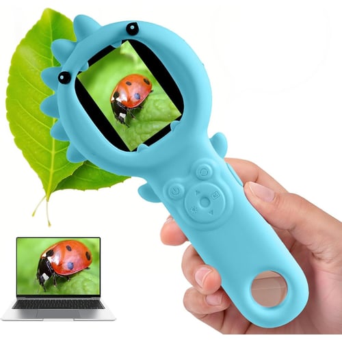 URMMIY Kids Microscope 500X Blue handheld digital microscope
