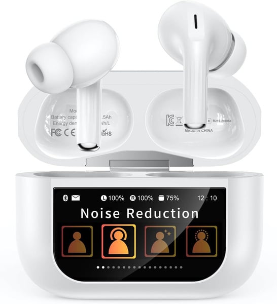 jaddsa Wireless Earbuds, Bluetooth 5.4 Sport Headphones with Multifunctional Touch Screen, ENC Noise Cancelling, Ear Buds with IPX7 Waterproof & Bass Stereo Sound for iOS, Android – Onyx - product photo 2 of 5