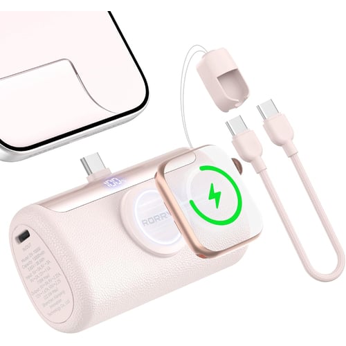 RORRY PalmGo 10000mAh portable charger in pink