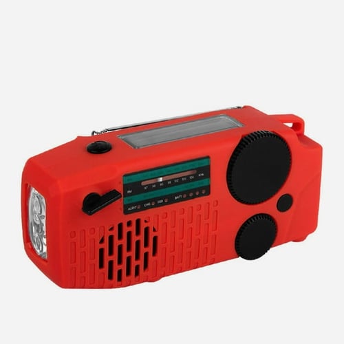 JOUALY emergency radio showing USB charging ports and connections
