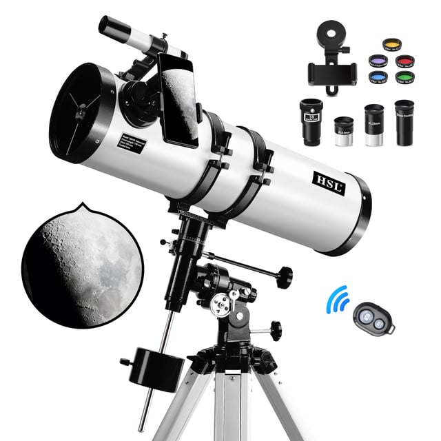 MEEZAA Telescope, 150EQ Newtonian Reflector Telescope for Adults Astronomy Beginners, Professional Astronomical Telescopes with Equatorial Mount, Phone Adapter, Tripod, Moon Filter and Large Carry Bag - product photo 5 of 5