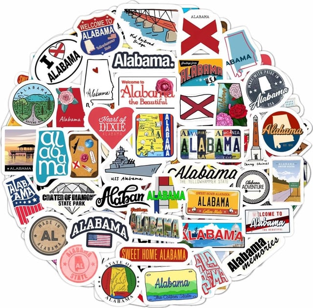 BulbaCraft Alabama Stickers for Laptop, Alabama Party Supplies & Decorations, Gifts for Women & Men