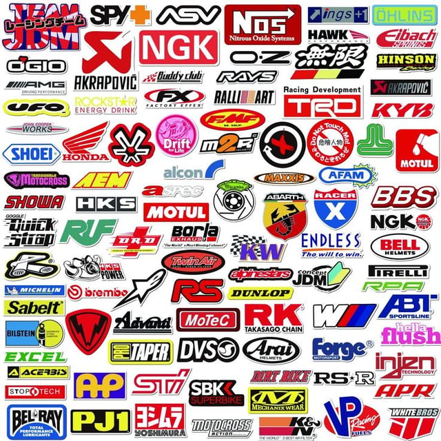 100Pcs Car & Moto Modified Brand Logo Series Sticker Pack Vinyl Stickers for Laptop,Car,Moto,Skateboard,Bike,Luggage Graffiti Decal for Friends,Children,Adults-Waterproof - product photo 3 of 5