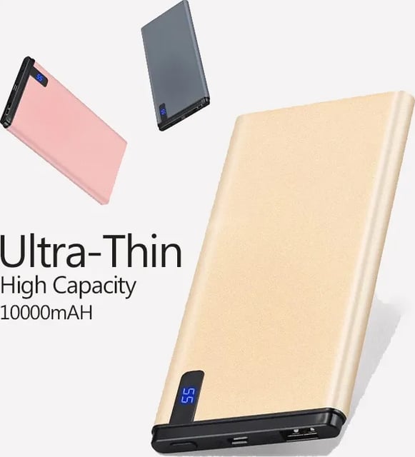 Amazon Basics Slim Portable Charger Power Bank with LED Display, 10,000 mAh, Black - product photo 2 of 5