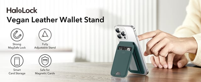 ESR for MagSafe Wallet Stand, RFID Blocking w MagSafe Ring, 5 Card Holder for Phone, Leather Magnetic Wallet for iPhone 17e/17/16/15/14/13/12 Series(Not for Mini), Selected Samsung,Black Carbon Fiber - product photo 5 of 5