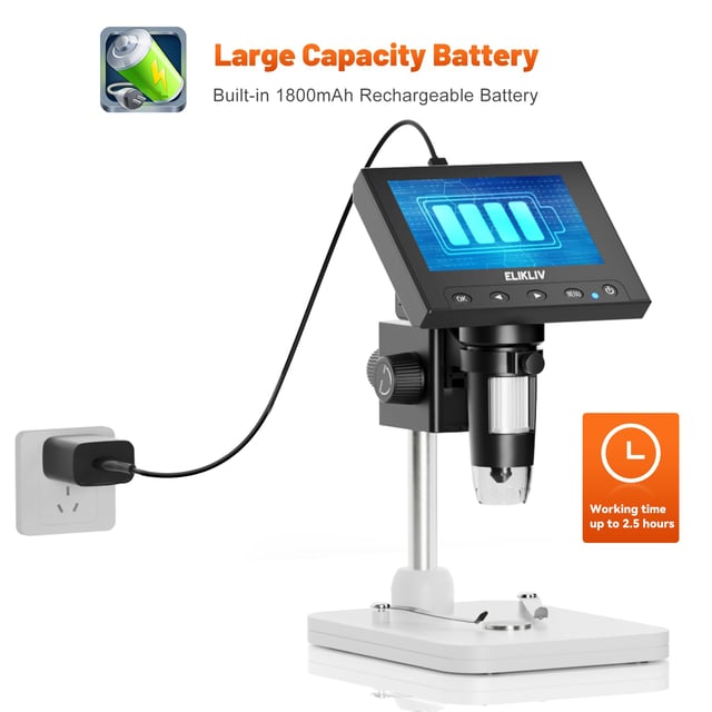 Elikliv Microscope with Weighing Scale, Digital Magnifier for Error Coins, Jewelry Magnifying Glass with Lights, 4.3" LCD Screen 12MP Camera 1080P Video USB PC View for Adults Collectors Supplies - product photo 2 of 5