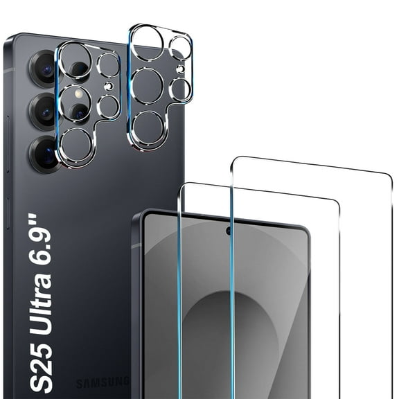 3 Pack for Samsung Galaxy S25 FE Screen Protector Tempered Glass + 3 Pack Camera Lens Protector, Military Grade Shatterproof, 9H Hardness, Fingerprint Unlock, HD Clear Case Friendly 6.7 Inch - product photo 5 of 5
