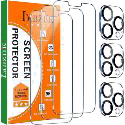 IMBZBK 3 Pack screen protector bundle for iPhone 13 Pro Max