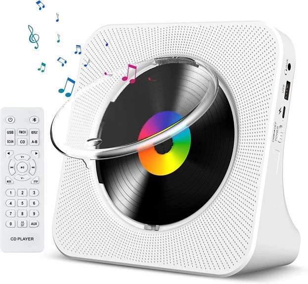 Gueray CD Player Portable Bluetooth Desktop CD Player for Home with Timer Built-in HiFi Speakers with LCD Screen Display Boombox FM Radio USB Type-c (Black) - product photo 2 of 5