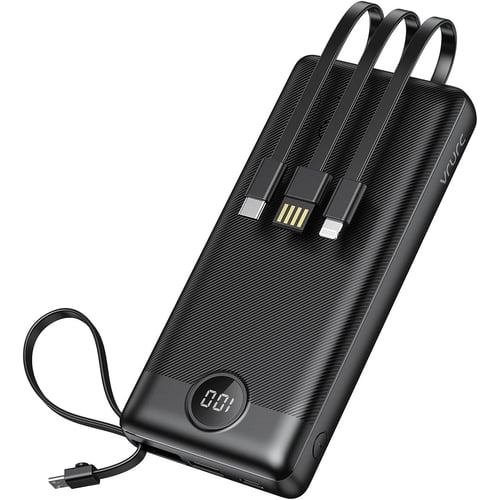 citicr Power Bank showing built-in cables and ports