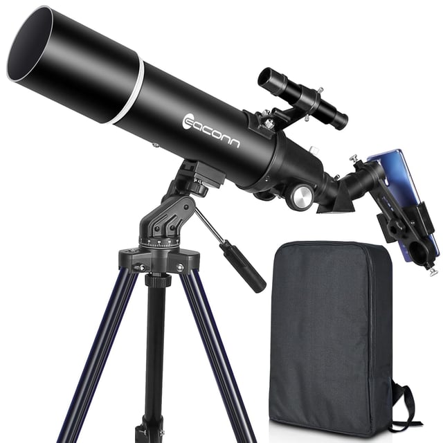 HUGERSTAR Telescope, Telescope for Adults & Kids & Astronomy Beginners, 80mm Aperture 600mm Portable Refractor Telescopes Fully Multi-Coated Optics with AZ Mount Tripod, Phone Adapter and Moon Filter - product photo 5 of 5