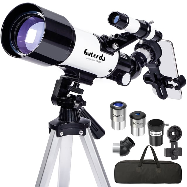Telescope for Adults & Kids, 70mm Aperture Refractor (15X-150X) Portable Travel Telescope with Phone Adapter & Wireless Remote, Astronomy Beginners Gifts, Black - product photo 4 of 5