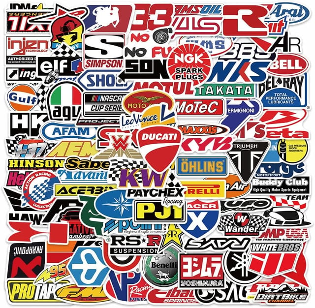 100Pcs Car & Moto Modified Brand Logo Series Sticker Pack Vinyl Stickers for Laptop,Car,Moto,Skateboard,Bike,Luggage Graffiti Decal for Friends,Children,Adults-Waterproof - product photo 4 of 5