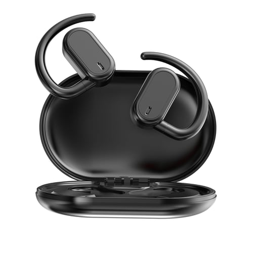 PocBuds earbuds displayed next to wireless charging case