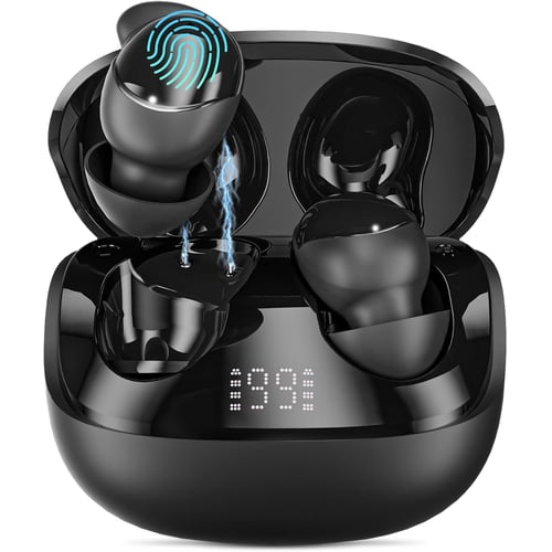Ertuly T33 Sleep Earbuds in black, flat profile design