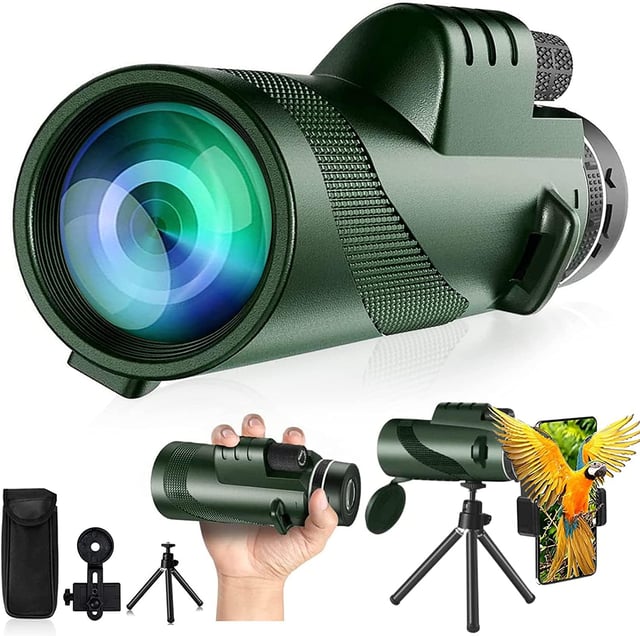 Monocular-Telescope 80x100 High Powered Monoculars High Definition for Adults High Powered with Smartphone Adapter Telescope Hunting Wildlife Bird Watching Travel Camping Hiking-Black - product photo 2 of 5