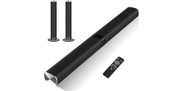 Assistrust Sound Bar for Smart TV, Soundbar with Bluetooth/ARC/Opt/AUX Connect, Auto Volume Boost, 3 Equalizer Modes, 2 in 1 Detachable Soundbar for TV/PC/Gaming/Projectors - product photo 2 of 5