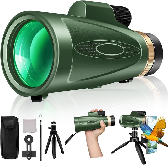 80x100 monocular Telescope, Suitable for Adults and Children, for Bird Watching, Hiking, and Concert Tours, with Phone Clip and Stand - product photo 4 of 5