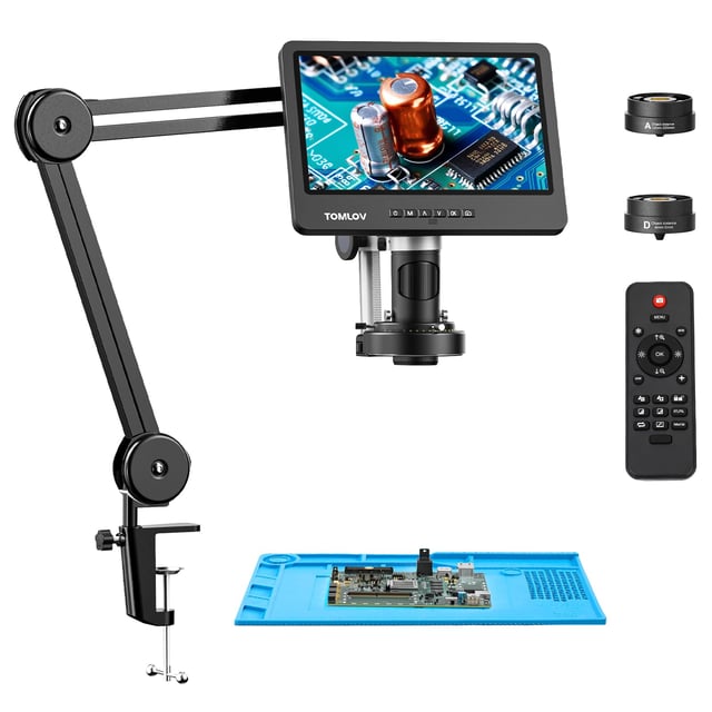 LINKMICRO LM109A 10.1'' LCD Digital Microscope with Screen for Adults, Soldering Electronics Microscope [Flex Arm Stand] 260X Full View Error Coins Camera Magnifier with 56 LED Ring Light, PC View - product photo 3 of 5