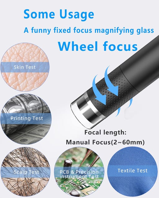 Wireless Scalp Camera Handheld Microscope,50X–200X Zoom Fixed Focus HD Magnifier with LED,WiFi Portable Microscopes for Phone/ipad,Professional Scalp/Skin/Hair Follicle Detector Digital Microscope - product photo 3 of 5
