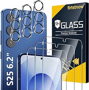 firtstnow 3 Pack Glass Screen Protector for Samsung Galaxy S25 FE [6.7 inch] + 3 Pack Camera Lens Protector, 9H Tempered Glass, Fingerprint Unlock, HD Clear Case Friendly Anti-Scratch - product photo 3 of 5