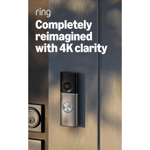 Ring Wired Doorbell Pro 4K in Deep Silver mounted on wall