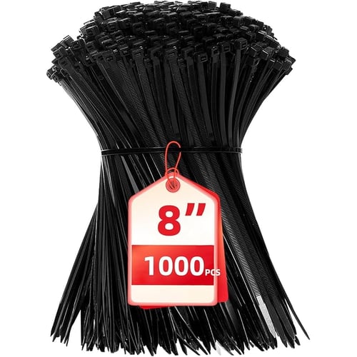 Zip ties spread out showing all four sizes