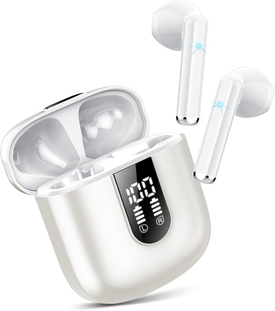 Active Noise Cancelling Earbuds Wireless Bluetooth Headphones 80H Playtime LED Power Display Charging Case Over Ear Hooks Ear Buds with Hi-Res Sound & Clear Calls for Sports Running Gym Workout Black - product photo 2 of 5