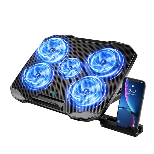 AIMIUZI Laptop Cooling Pad, Gaming Laptop Cooler with 6 Quiet Fans, Laptop Fan Cooling Pad Fits 12-17 Inch Laptop, USB Port Powered, 7 Adjustable Height - product photo 4 of 5