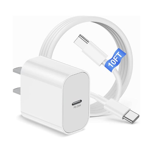 USB-C cable and charger block detail