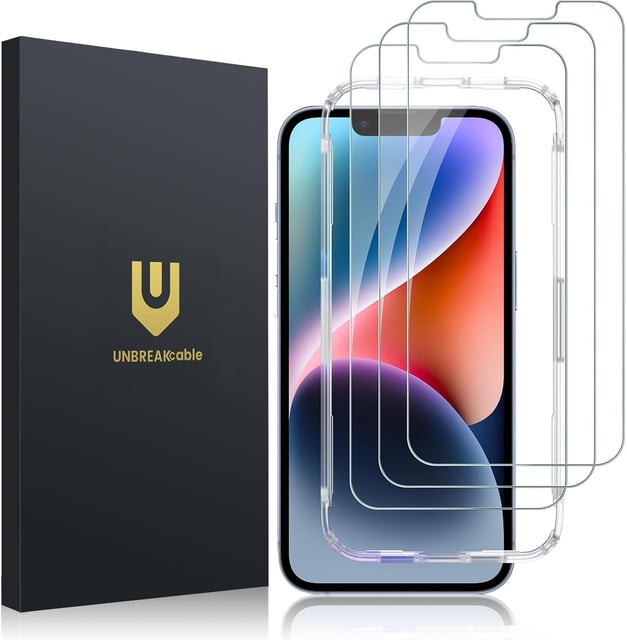 UNBREAKcable 3-Pack Screen Protector for iPhone 15, Double Shatterproof Tempered Glass [Easy Installation Frame] [99.99% HD Clear] [9H Hardness] [Full Coverage] [Case Friendly] for Apple 15 6.1 inch - product photo 5 of 5