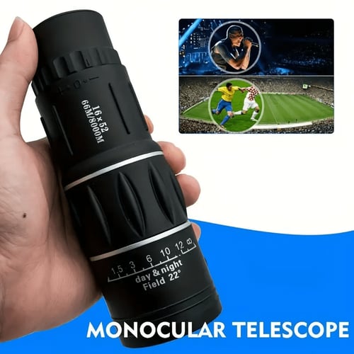 Close-up of monocular lens and focus mechanism