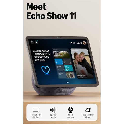 Amazon Echo Show 11 in Graphite on a countertop