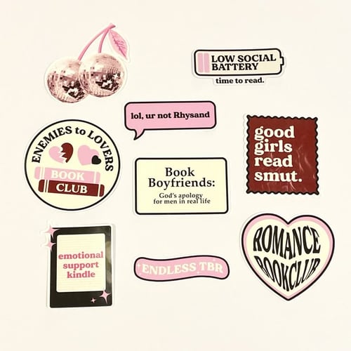 Book stickers on journal and scrapbook layout