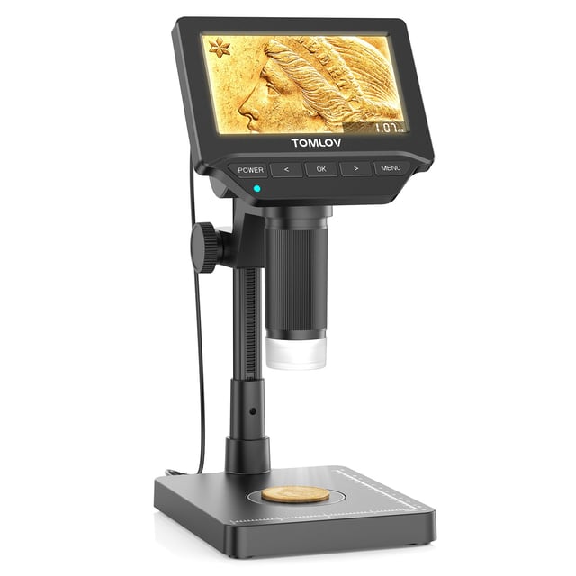 TOMLOV DM4W Microscope with Weighing Scale: 4.3" Digital Coin Microscope with Screen, Error Coin Magnifier with Lights, Weight Scale for Collectors, Jeweler, Students, Compatible with Windows/Mac - product photo 2 of 5