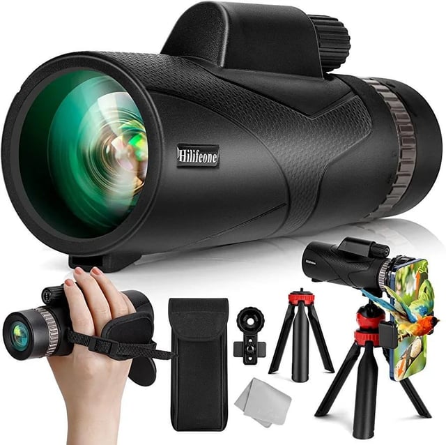 12x56 Monoculars for Adults High Powered, HD BAK4 FMC Monocular Telescope with Smartphone Adapter & Tripod, Portable Lightweight Monocular Scope for Bird Watching, Stargazing, Concerts & Sports Events - product photo 5 of 5