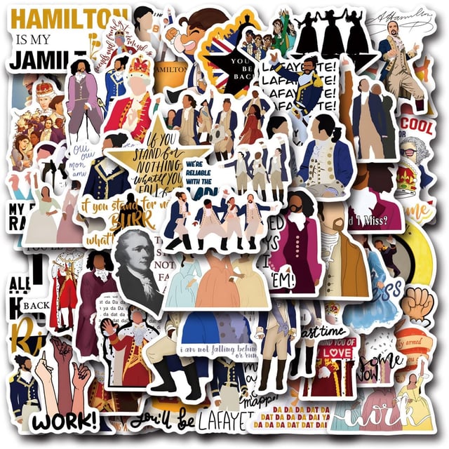 55PCS Hamiltons Merch Stickers, Cute Cartoon Aesthetic Vinyl Musicals Gifts Waterproof Decals for Laptop Bumper Skateboard Water Bottles Phone