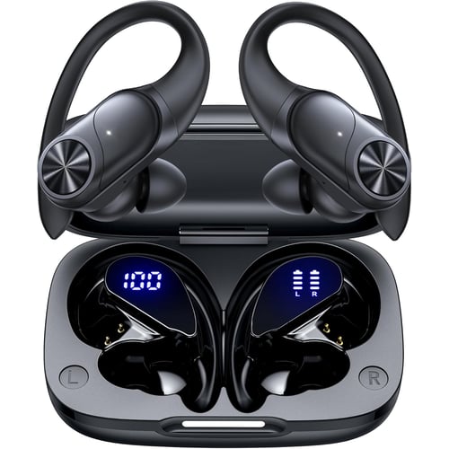 PocBuds wireless earbuds with charging case and digital display