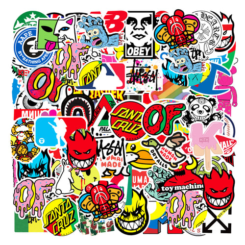 Close-up of individual Pokémon sticker designs in the set