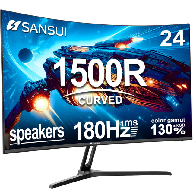 SANSUI 24 Inch Curved 160Hz Gaming Monitor,1500R Curved Gaming Monitor FHD 1080P Computer Monitor,MPRT 1ms Fast VA Display,Freesync,HDR,3000:1, HDMI2.0,DP1.4, VESA Support(ES-G24C1L HDMI Cable Incl.) - product photo 5 of 5
