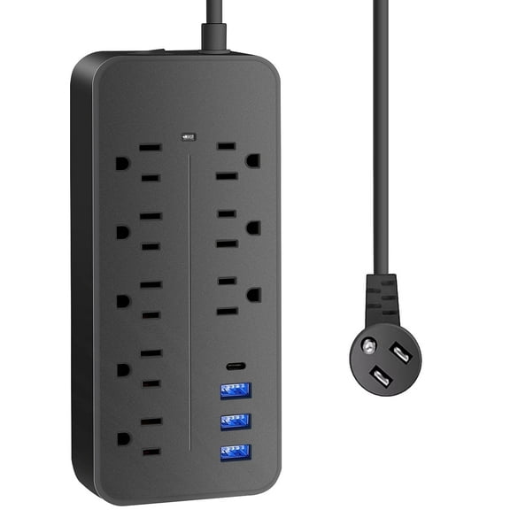 18 Outlets Surge Protector Power Strip - 6 Feet Flat Plug Heavy Duty Extension Cord with 18 Widely Outlets and 4 USB Ports, 2100 Joules, Black, ETL Listed - product photo 5 of 5