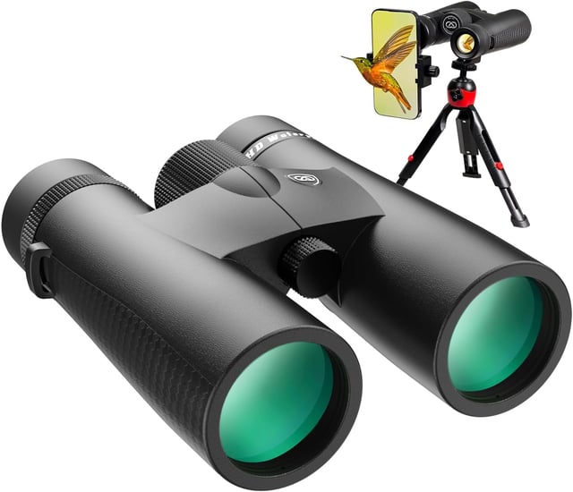 10X42 Professional Binoculars with Smartphone Adapter, Compact Waterproof Low Night Vision Binoculars for Adult Birds Watching Hunting Concert Travel - product photo 5 of 5