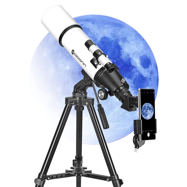 HUGERSTAR Telescope, Telescope for Adults & Kids & Astronomy Beginners, 80mm Aperture 600mm Portable Refractor Telescopes Fully Multi-Coated Optics with AZ Mount Tripod, Phone Adapter and Moon Filter - product photo 2 of 5