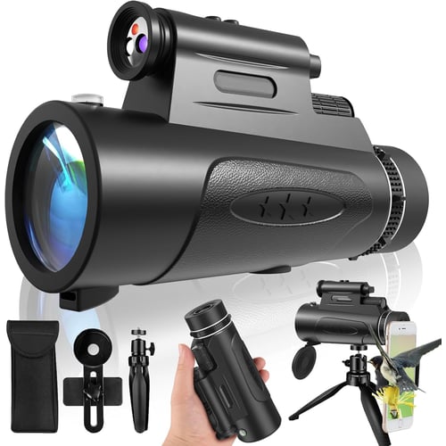 Monocular telescope in hand showing compact size