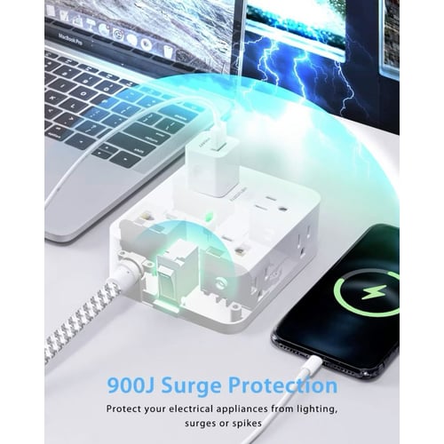 HANYCONY power strip wall mount and flat plug design detail