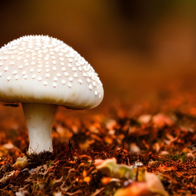 A close up of a mushroom on the ground