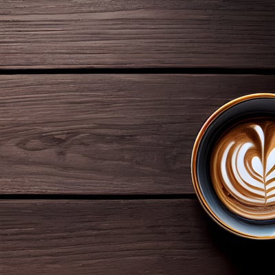 A cup of coffee on a wooden table